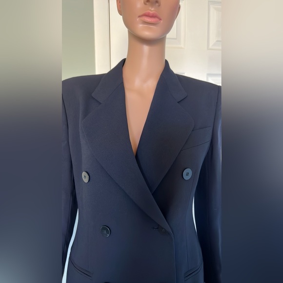 Giorgio Armani Womens Double Breasted Wool Blazer Dark Blue Size 6 - Picture 4 of 11